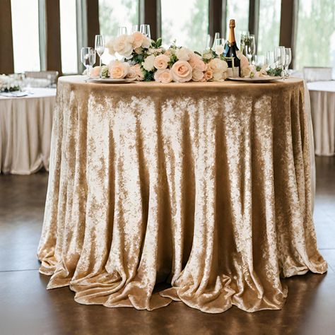 Champagne Velvet Tablecloth Wedding, Gold Tablecloth Wedding, Velvet Tablecloth Wedding, Wedding Shopping List, Desert Rose Wedding, Velvet Table Cloth, Burgundy Decor, Velvet Tablecloth, Dessert Rose