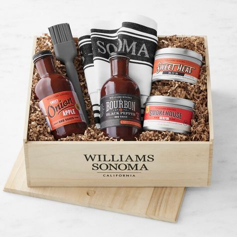 22 Father’s Day Food Gift Baskets You Can Ship to Him Bbq Gift Basket, Sweet Bourbon, Gift Crates, Basting Brush, Food Gift Baskets, Bbq Gifts, Vegetarian Pasta, Chicken Stir Fry, Outdoor Bbq