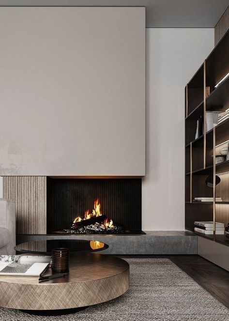 Tall Fireplace Wall High Ceilings Minimalist, Contemporary Fireplace Tv Wall, Low Linear Fireplace With Tv Above, Fireplace Not Centered On Wall, Fireplace Ideas Modern Contemporary, Modern Fireplace Ideas With Tv, Modern Gas Fireplace Ideas, Modern Contemporary Fireplace, Contemporary Fireplace Ideas