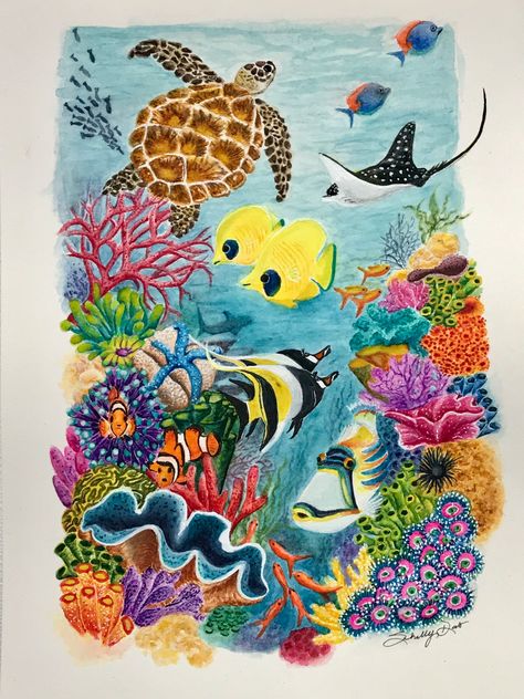 Art Themes Ideas Inspiration, Aquarium Drawing, Under The Sea Drawings, Wave Art Painting, Underwater Drawing, Ocean Art Painting, Bubble Drawing, Ocean Drawing, Sea Drawing