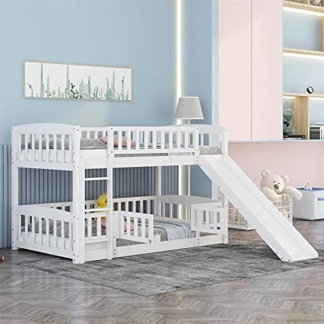 etihW ,sneeT slriG syoB rof sliaR htiw emarF sdeB roolF dooW ,srelddoT sdiK rof sdeB knuB niwT revO niwT edilS htiw deB knuB wo L Toddler Bunk Beds, Floor Bed Frame, Low Bunk Beds, Bunk Bed With Slide, Full Bunk Bed, Wooden Bunk Beds, Wood Bunk Beds, Low Bed, Full Bunk Beds