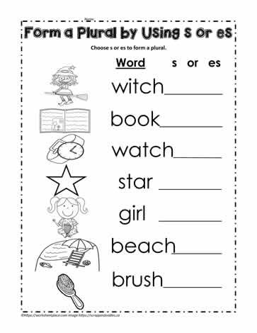 Form and Plural by Adding s or es Adding S Or Es Worksheet, Adding S And Es Worksheets, Adding Es To Words Plural Nouns, Adding S Or Es To Verbs Worksheet, Plural S And Es Worksheets, S Es Worksheets, S And Es Worksheet, Kindergarten Literacy Worksheets, Plurals Worksheets