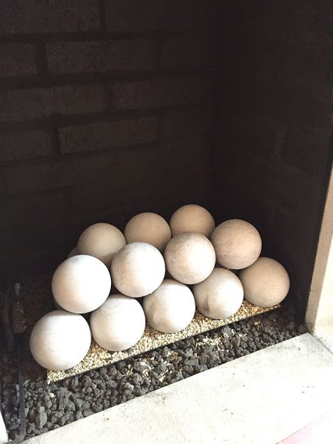 Balls In Fireplace, Fireplace Fireballs, Gas Fireplace Balls, Fireballs Fireplace, Fireplace With Fireballs, Fireballs In Fireplace, Fireball Fireplace, Indoor Fireplace Ideas, Fireplace Balls