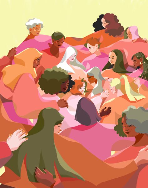 illustration of women Illustration Of Women, Four Women, Different Races, Mother Daughter Relationships, Girl Empowerment, Women Gathering, Woman Illustration, With Meaning, Relationships Love