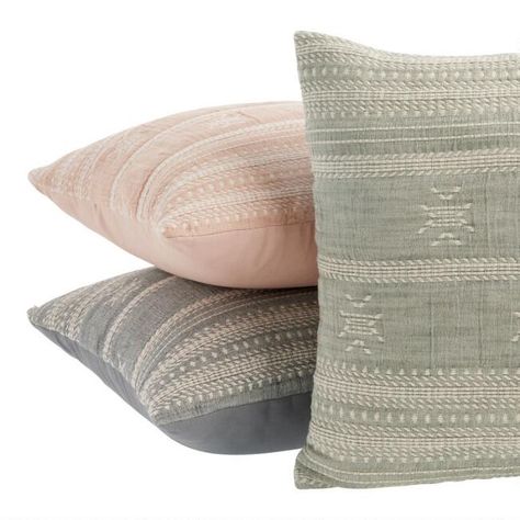 Muted Woven Jacquard Throw Pillow | World Market Couch Accessories, Blush Pillows, Shades Of Coral, Desert Decor, Toss Pillow, Grey Throw Pillows, Sofa Accessories, Grey Pillows, Cost Plus World Market