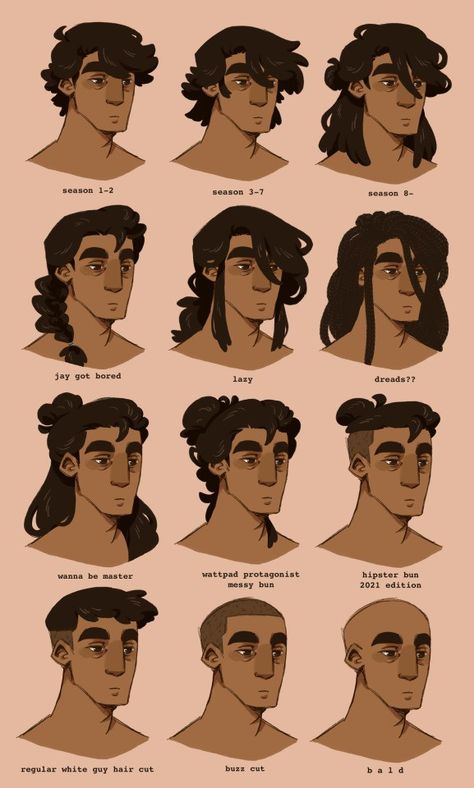 Hair Styles For Men Drawing, Men Hair Ideas Drawing, Men Haircut Drawing Reference, Men Haircut Styles Drawing, Male Hairstyles Drawing Hair Reference Long, Man Bun Hairstyles Drawing, Poc Hairstyles Drawing Male, Make Hairstyles Drawing, Black Hair Drawing Reference Male