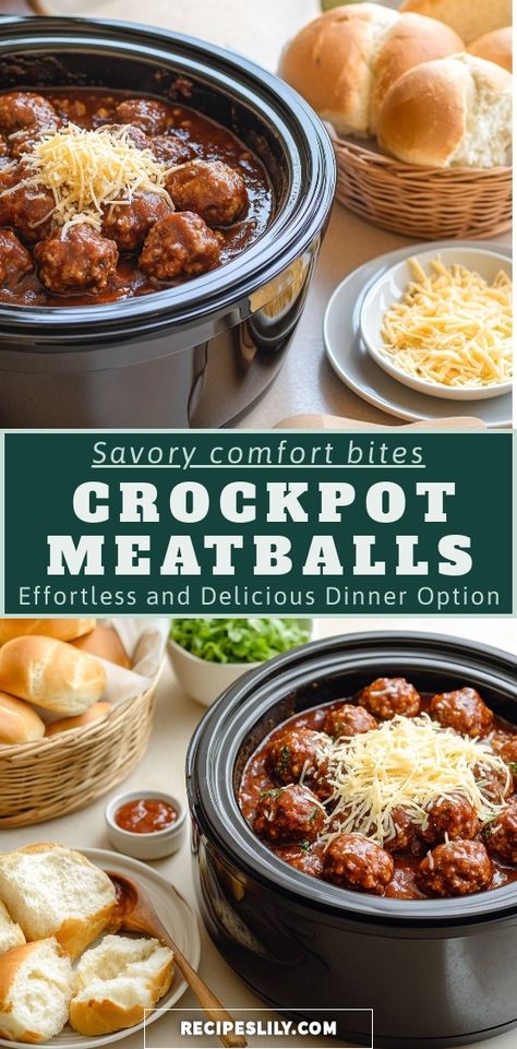 I love making these savory crockpot meatballs for dinner! They're incredibly effortless yet packed with flavor. Perfectly tender and served with some fluffy rolls or pasta, this dish is a family favorite. Join me in creating a delicious, comforting meal that will have everyone asking for seconds! Meatballs Easy Recipe, Best Crockpot Meatballs, Soft Bread Rolls, Meatballs For Dinner, Easy Crockpot Meatballs, Cooking Frozen Meatballs, Delicious Chili Recipe, Crockpot Meatballs, Meatball Marinara