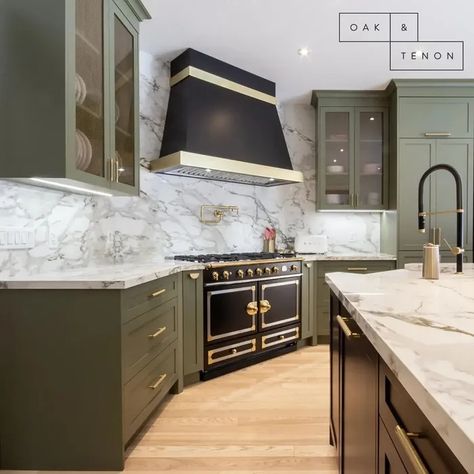 Benjamin Moore Tate Olive kitchen cabinets paint review Benjamin Moore Tate Olive, Olive Kitchen Cabinets, Olive Paint Color, Tate Olive, Olive Paint, B&q Kitchens, Benjamin Moore Kitchen, Olive Kitchen, Brass Mesh