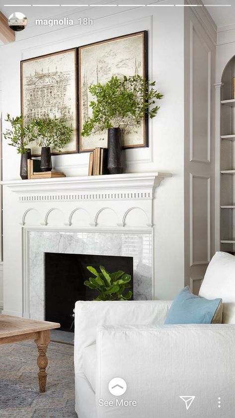 Over The Mantle Decor, Mantel Decorating Ideas Transitional Style, Styling A Mantle Under A Tv, Fireplace Mantle Artwork, Office Mantle Decor, Symmetrical Fireplace Decor, Over Mantle Decorating Ideas Modern, Mantle Place Decor, Unique Mantle Decor