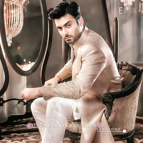 Party Dress Men, Shadi Season, Sadaf Fawad Khan, Fawad Khan, Sherwani For Men Wedding, Groom Dress Men, Wedding Outfits For Groom, Mens Wear Wedding, Fashion Models Men