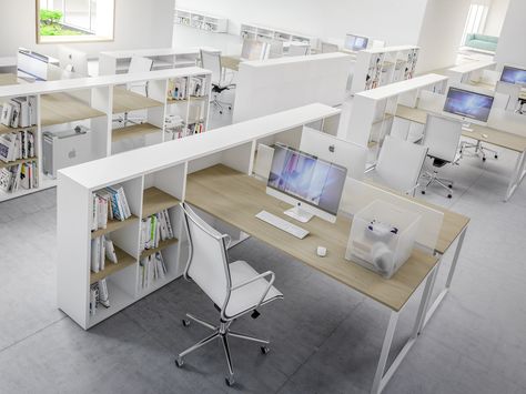 New workspaces by Fantoni presented at Orgatec Cubicle Privacy Ideas, White Office Furniture, Cheap Office Furniture, Office Desk Designs, Glass Desk Office, Open Space Office, Modern Office Interiors, Desk Layout, Corporate Office Design