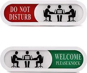 Amazon.com : Do Not Disturb Welcome Please Knock Sign,Privacy Sign for Home Office Hotles Hospital Conference Room,Slider Door sign (Tells Whether Room Vacant or Occupied), 6.69'' x 1.96'' : Office Products Please Knock Sign, Slider Door, Office Door, Do Not Disturb, Work Desk, Office Room, Room Doors, Room Signs, Door Sign