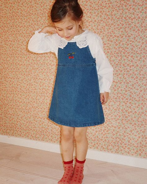 Drop 2 from our AW24 @kongessloejd edit is now up on the site 🍒 Shop novelty knits, embroidered denim and super soft organic cotton pointelle layers. Childrens Outfits, Lifestyle Images, Blue Cherry, Swim Accessories, Collar Shirt, Flared Skirt, Newborn Girl, Strap Dress, Dress Clothes For Women