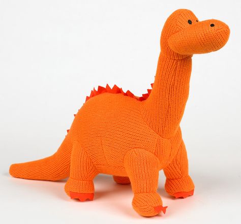 Adorable Orange Knitted Dinosaur #diplodocus Diplodocus Illustration, Knitted Dinosaur, Orange Dinosaur, Stuffed Animal Crochet, Teddy Bear Knitting Pattern, Chill Room, Animal Crochet, Crochet Dinosaur, Illustration Cute