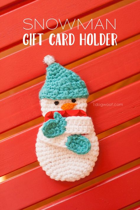 Gift Cards Money, Crochet Christmas Gifts, Christmas Gift Card Holders, Confection Au Crochet, Crochet Snowman, Crochet Xmas, Snowman Gifts, Crochet Christmas Decorations, Easy Crochet Projects