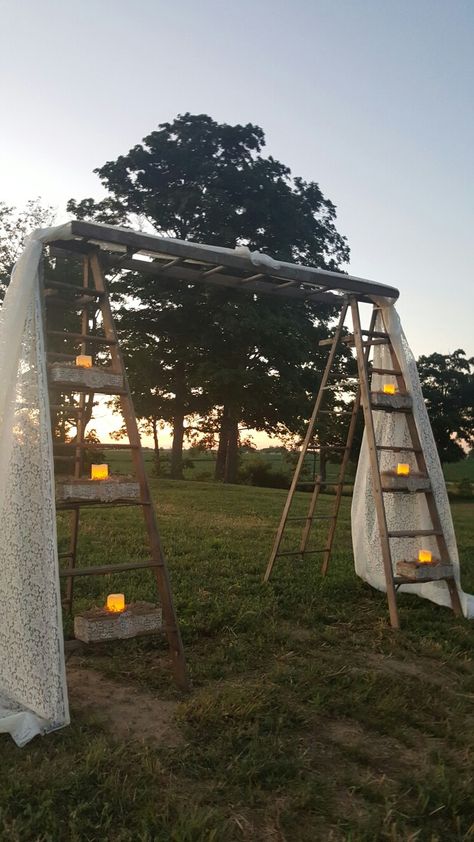 8ft vintage folding ladder arbor Ladder Arbor Wedding, Ladder Wedding Arch, Ladder Arbor, Wedding Ladder, Ladder Wedding, Ladder Trellis, Diy Arbour, Garden Ladder, Background Stand