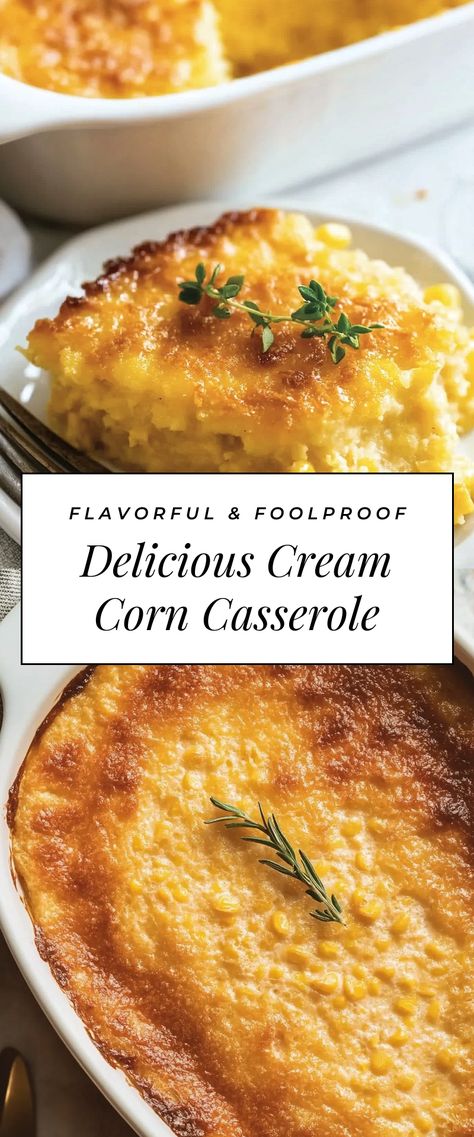 Image for Delicious Cream Corn Casserole Taste Of Home Special Creamed Corn, Cream Corn Bake, Cream Corn Thanksgiving Recipe, Creamy Style Corn Recipe, Delicious Side Dishes For Thanksgiving, Soft Thanksgiving Foods, Thanksgiving Hotdish, Creamed Corn Pudding, Pre Cooked White Corn Meal Recipes