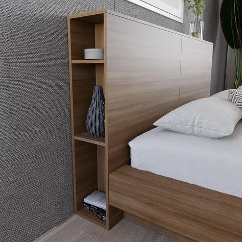 Buy Nexera Marconi Queen Headboard, Brown Oak at Walmart.com Cama Closet, California King Bed Frame, Oak Headboard, Headboard With Shelves, Modern Headboard, Queen Size Headboard, Bookcase Headboard, Natural Blonde, Queen Headboard