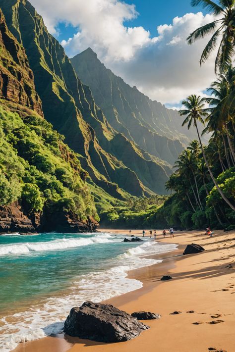 &#8220;Top 5 Outdoor Activities in Kauai: Adventure Awaits! 🌴&#8221; Best Surfing Destinations, Kauai Mountains, Tropical Places To Travel, Kids Social Skills, Hanalei Bay Kauai, Hawaii Landscape, Tropical Places, Island Aesthetic, Hawaii Kauai