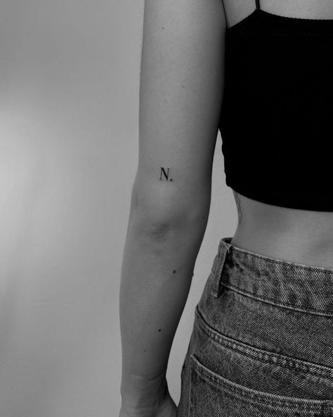 Initial Tattoo Design Ideas Initial N Tattoo, Small N Tattoo, N Tatoos, N Name Tattoo, Tattoo Initials Letters, Tattoo Initials Letters Ideas, Letter N Tattoo Ideas, N Tattoo Letter Design, N Initial Tattoo