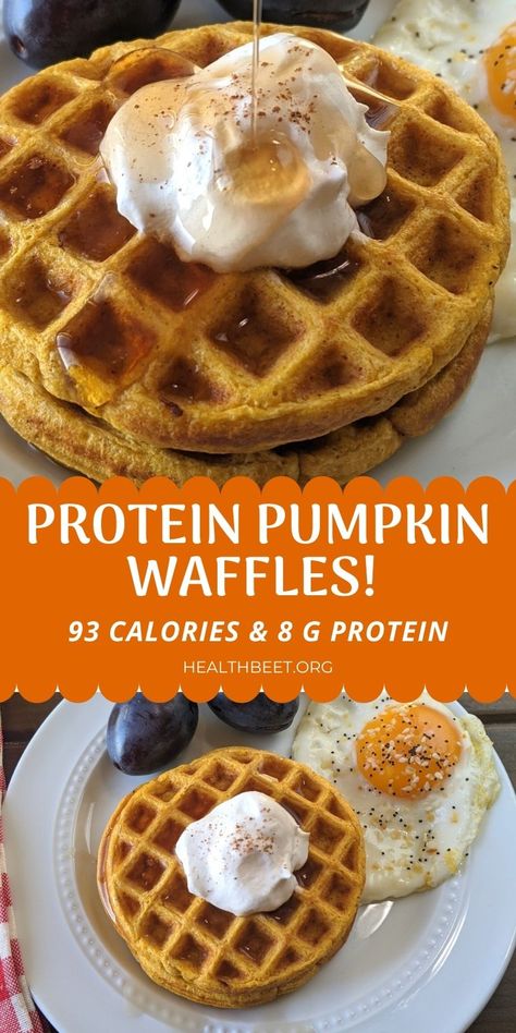 Pumpkin Waffles Recipe, Low Calorie Pumpkin, Protein Ingredients, Protein Waffles, Pumpkin Waffles, Cottage Cheese Recipes, Protein Powder Recipes, High Protein Breakfast, High Carb