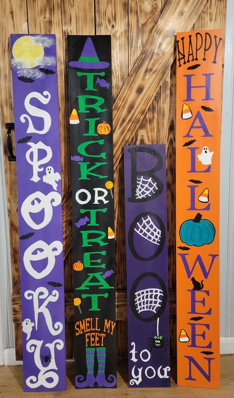 Halloween Porch Signs - Etsy Signs Wooden Diy, Halloween Signs Wooden, Sellable Crafts, Making Barn Doors, Halloween Porch Sign, Cricut Projects Easy, Boo Sign, Halloween Outdoor, Halloween Porch