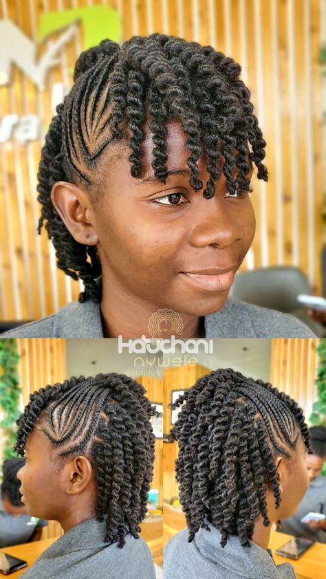 Side Cornrows With Twists, Natural Hair Flat Twist Styles Short, Natural Cornrow Hairstyles For Kids, School Cornrows, Plaiting Natural Hair Styles, Natural Hair Plaits Hairstyles, Natural Hair Styles Easy 4c, Short Twists Natural Hair, Natural Hair Flat Twist