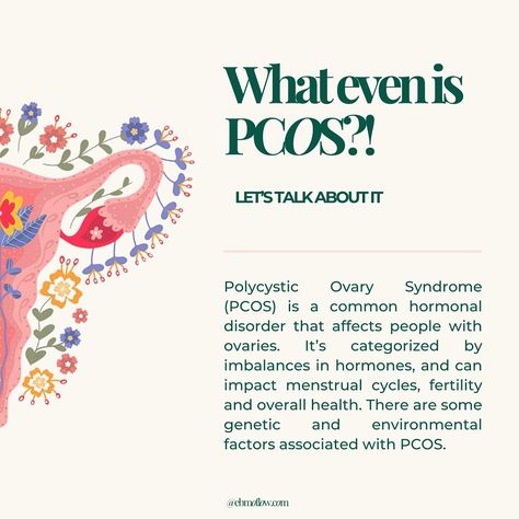 september is PCOS awareness month, and at ebmo flow, we’re shedding some light about Polycystic Ovary Syndrome (PCOS). do you or someone you care about deal with pcos symptoms? you’re not alone. save this post for later and share to raise awareness and help others on their journey. know any creators that share content about PCOS or tips for people dealing with PCOS? let us know in the comments 👇🏾 #PCOS #polycysticovariansyndrome #pcosawarenessmonth #pcosawareness #whatispcos #pcostips #insu... Polycystic Ovarian Syndrome, Polycystic Ovaries, Environmental Factors, Help Others, Hormone Balancing, Medical School, Fertility, School Stuff, Medical