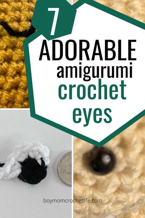 If you are interested in changing up how your crochet amigurumi look, these 7 eye options for your next amigurumi project are for you! Check them out! Eyes For Amigurumi, Crochet Hats For Boys, Crochet Eyes, Knitting Group, Animal Knitting Patterns, All Free Crochet, Amigurumi Tutorial, Adorable Crochet, Crochet Amigurumi Free Patterns