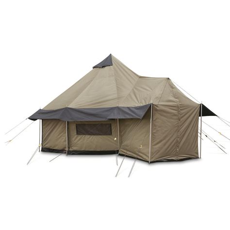 Guide Gear Base Camp Tent - 718855, Outfitter & Canvas Tents at Sportsman's Guide Base Camp Tent, Outfitter Tent, Cold Weather Tents, Canvas Wall Tent, Canvas Tents, Camp Tent, Stoves For Sale, Wall Tent, Tent Stove