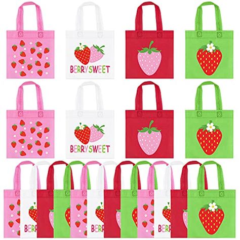 Strawberry Party Decorations, Berry First Bday, Berry 1st Birthday, Birthday Treat Bags, Wedding Snacks, Strawberry Gifts, Strawberry Shortcake Party, Party Favor Bag, Berry First Birthday