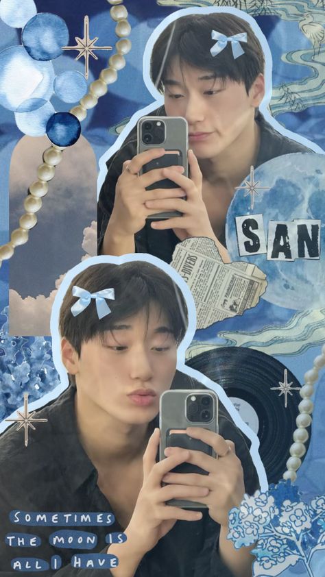 choi san is so cutie patootie 💙🎀 #choisan #ateez #ateezsan #sanateez #san #prettypinkprincessmingi Choi San, Cutie Patootie, Screen, Iphone