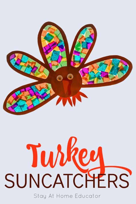 This Suncatcher is the Perfect Turkey Craft for Preschoolers Thanksgiving Activities For Preschoolers, Turkey Crafts For Preschool, The Perfect Turkey, Turkey Crafts Kids, Thanksgiving Activities Preschool, Thanksgiving Crafts For Toddlers, Craft For Preschoolers, Thanksgiving Crafts Preschool, Thanksgiving Turkey Craft