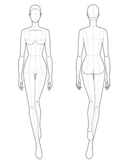 Figure Drawing Reference Back View, Fashion Figure Templates Front And Back, Body Structure Drawing, Fashion Sketch Template, Silhouette Mode, Croquis Fashion, Fashion Figure Templates, Fashion Illustration Poses, Fashion Model Sketch