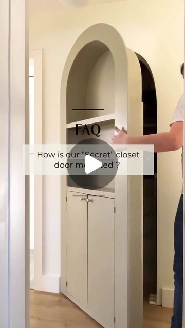 Hidden Closets Ideas, Secret Closet Ideas, Murphy Door Closet, Arched Hidden Door, Hiding Closet Doors, Arched Closet Doors, Secret Doors Ideas, Hidden Closet Door Mirror, Hidden Bookshelf Door Closet