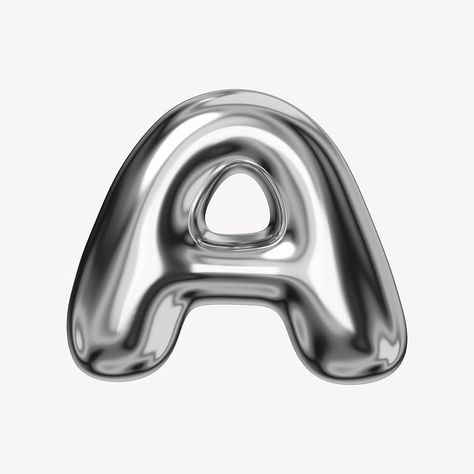 Chrome Letters, Silver Letter Balloons, A Alphabet, H Alphabet, Alphabet 3d, Bubble Letter Fonts, 3d Chrome, Chrome Design, Font Bubble