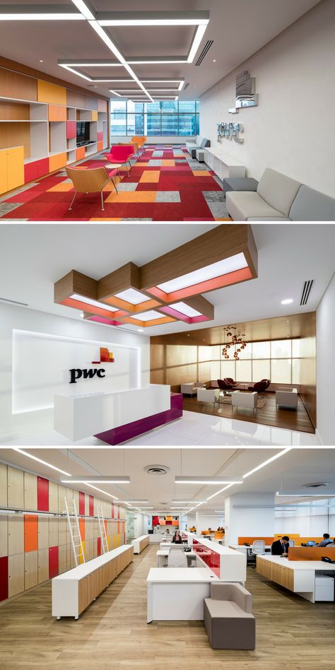 Pwc Office Design, Pwc Office, Office Lighting Design, Lighting Office, Office Signage, Creative Office, Workplace Design, Workspace Design, Office Lighting