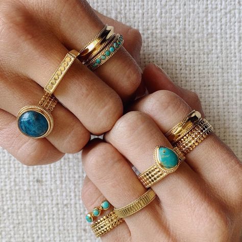 Anna Beck Jewelry, Anna Beck, Rings Cool, Ring Finger, Jewelry Photography, Stacking Rings, Bracelet Stack, Gold Bracelet, Color Pop