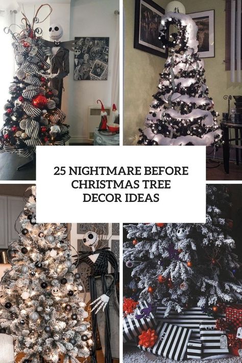 nightmare before christmas tree decor ideas cover Black Xmas Tree, Nightmare Before Christmas Tree, Nightmare Before Christmas Ornaments, Christmas Tree Decor Ideas, Tree Decor Ideas, Purple Christmas Tree, Themed Christmas Tree, Nightmare Before Christmas Decorations, Attract People