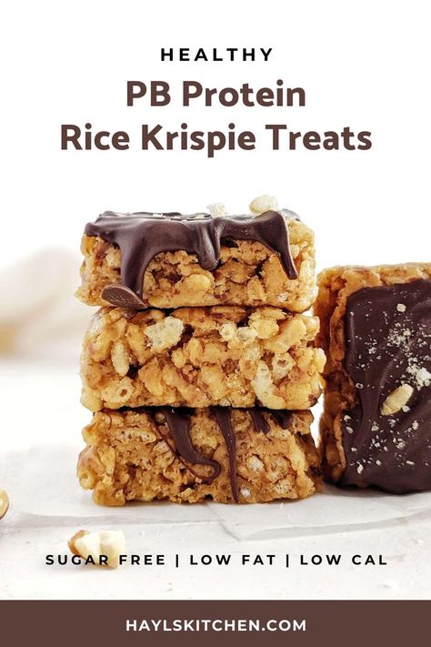 Protein Rice Crispy Treats Healthy, Protein Rice Krispie Treats, Protein Rice Crispy Treats, Healthy Rice Krispie Treats, Healthy Protein Desserts, Protein Rice, Peanut Butter Rice Krispie Treats, Peanut Butter Protein Bars, Sugar Free Peanut Butter