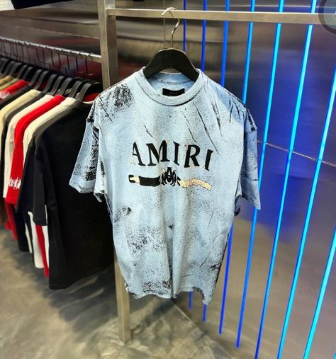 Amiri T Shirt, Morty Drawing, Clothing Outfits, Clothing Photography, Track Suit, Shirt Ideas, Men Dress, Spray, Mens Outfits