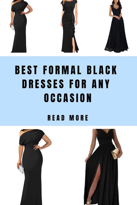 Best formal black dresses for any occasion. Read more. Elegant Black Dress Classy, Formal Black Dress Outfit, Classy Black Dress Outfit, Formal Black Dresses, Dresses For Women Classy, Black Dress Aesthetic, Black Dress Outfit Party, Classy Black Dress, Stylish Black Dress