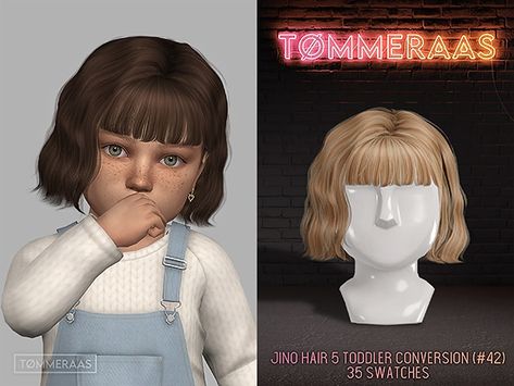 TØMMERAAS | Jino Hair 5 Toddler Conversion (#42) - The Sims 4 Download - SimsFinds.com Toddler Hair Sims 4, Toddler Cc Sims 4, Mods Sims 4, Los Sims 4 Mods, Die Sims 4, Mod Hair, Sims Packs, The Sims 4 Pc, Pelo Sims