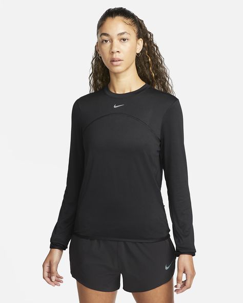 Nike Dri-FIT Swift Element UV Women's Crew-Neck Running Top. Nike.com Menswear Women, Nike Long Sleeve, Nike Shirt, Crewneck Design, Nike Fashion, Running Tops, Crew Neck Top, Nike Shirts, Feel Confident