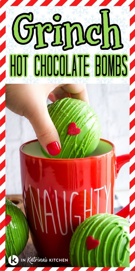 Coco Balls, Grinch Hot Chocolate, Cocoa Balls, Red Frosting, Hot Chocolate Powder, Heart Marshmallows, Holiday Hot Chocolate, Hot Chocolate Christmas, Diy Hot Chocolate