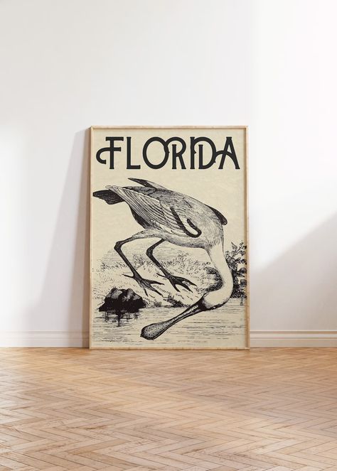 Vintage Florida Poster American White Ibis Print Florida Wall Art Florida Art Print Home State Art Florida Decor Digital Download 1 Print - Etsy Old Florida Wall Art, Vintage Florida Art, Florida Bungalow Decor, Eclectic Wall Art Prints, Florida Apartment Decor, Old Florida Decor Interior Design, Florida House Decor, Vintage Florida Decor, Florida Mural