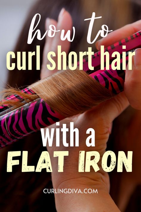 Curling With A Flat Iron Short Hair, Small Hair Straightener, How To Curl Hair With A Straight Iron, Curl Straight Hair With Flat Iron, Curling Shirt Hair With Flat Iron, Flatiron Curls For Short Hair, Straight Iron Curls Short Hair, Using A Straightener To Curl Hair, Mini Curling Iron For Short Hair