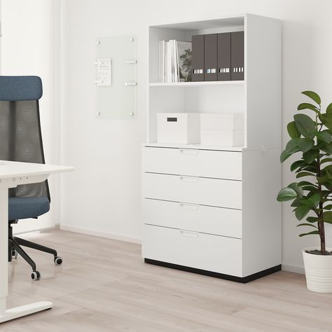 GALANT Storage combination with drawers, white, 31 1/2x63" - IKEA Modular Home Office Furniture, Ikea Galant, Home Office Filing Cabinet, Ikea Office, Office Storage Cabinets, Viria, Clothes Storage, Drawer Unit, Office Cabinets