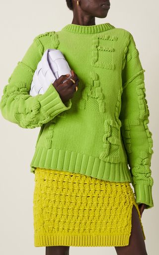 5 New Trends For 2022 | Moda Operandi | Moda Operandi Knit Fashion Runway, Bottega Veneta Logo, Knitwear Inspiration, Sweater Tops, Logo Knit, Chenille Sweater, Knitwear Fashion, Round Neck Sweaters, Knitwear Design