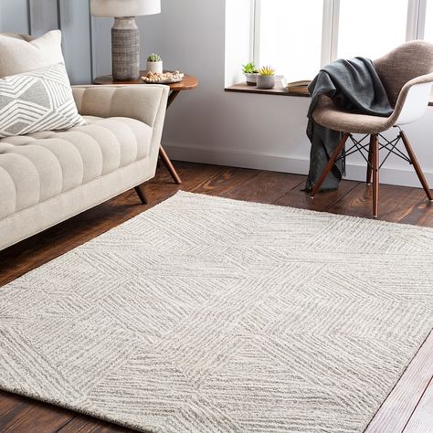 allen + roth Lifestyle Performance Billow 4 x 6 Cream Indoor Geometric Area Rug in the Rugs department at Lowes.com Modern Rugs Grey, Grey Couches, Allen Roth, Rugs And Mats, Linear Pattern, Modern Area Rug, Geometric Area Rug, Contemporary Living Room, Neutral Rugs